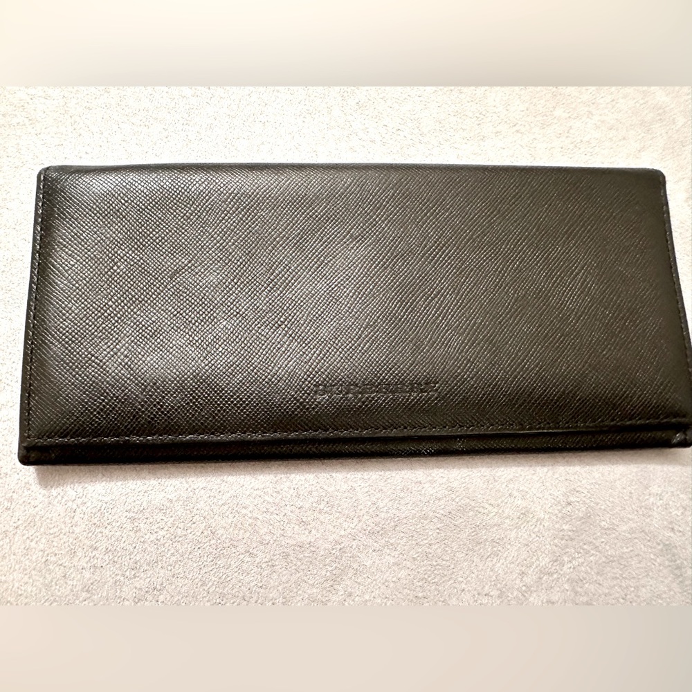 Burberry black wallet with classic check interior
